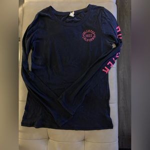 Women’s Dark Blue/Navy & Hot Pink Medium Hollister Lightweight Long-Sleeve Shirt